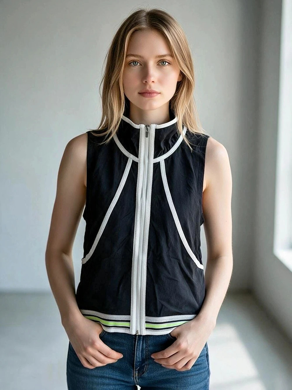 MPG Women's Color Block Vest Black White Size Large